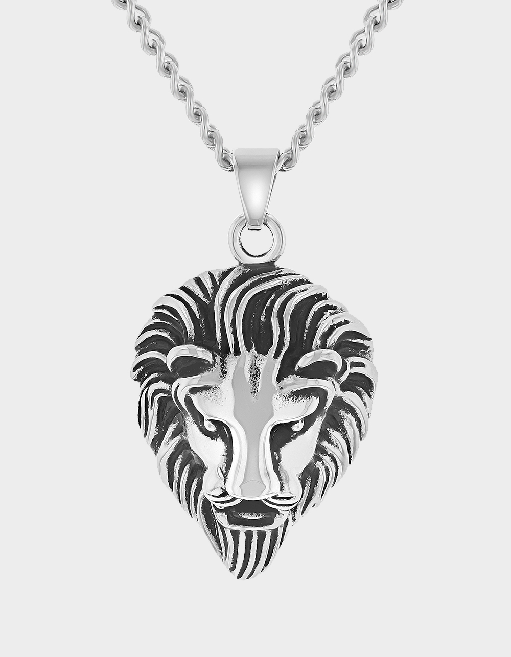 STEEL NATION Stainless Steel Lion's Head Pendant - STAINLESS