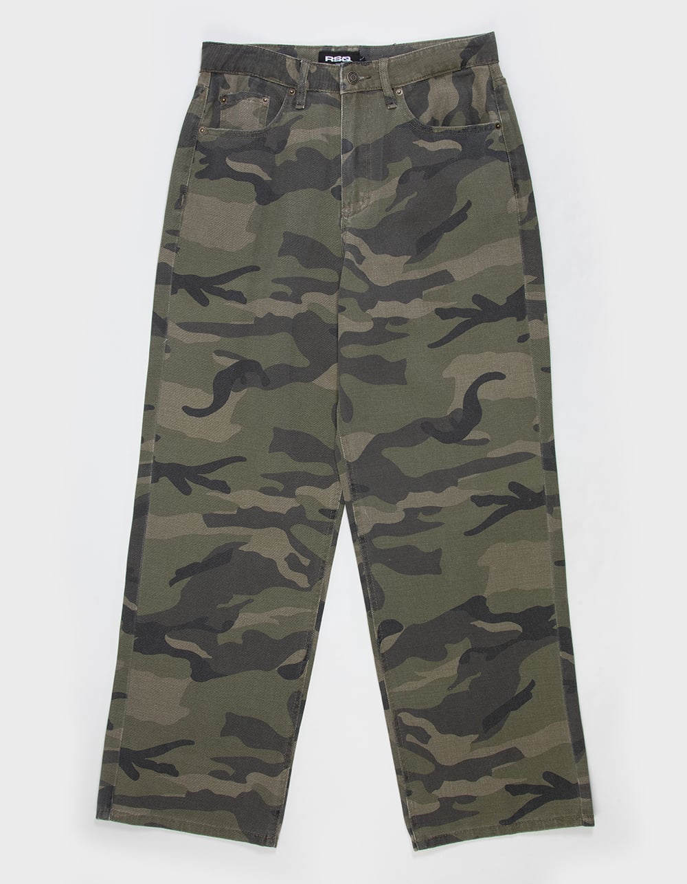 RSQ Mens 5 Pocket Baggy Pants - CAMO GREEN