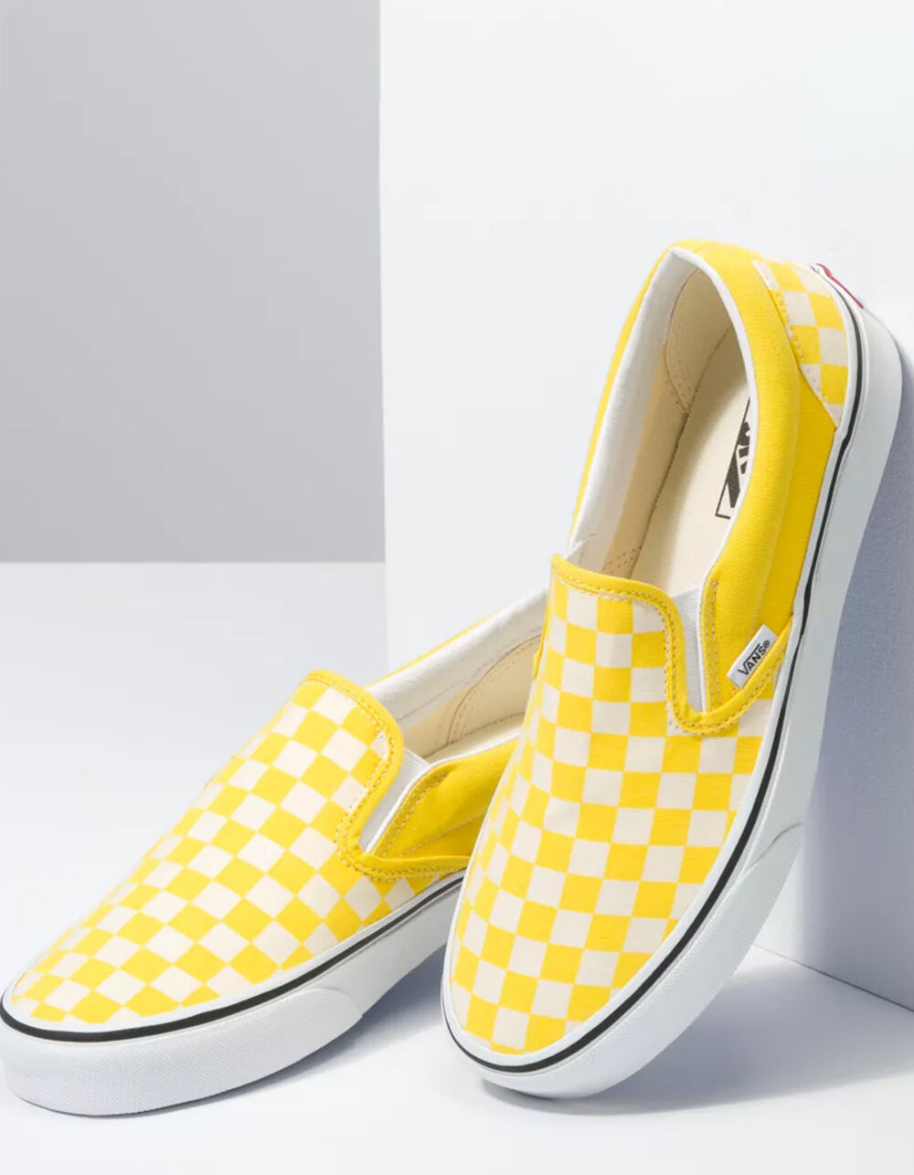 VANS Checkerboard Classic Slip-On Shoes - CYBER YELLOW/TRUE WHITE | Tillys