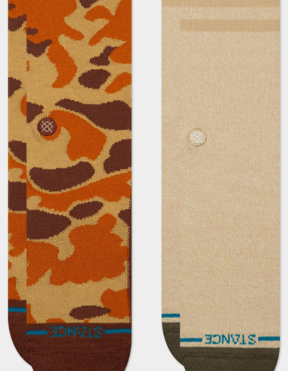 STANCE 3 Pack Mens Cotton Crew Socks - CAMO KHAKI