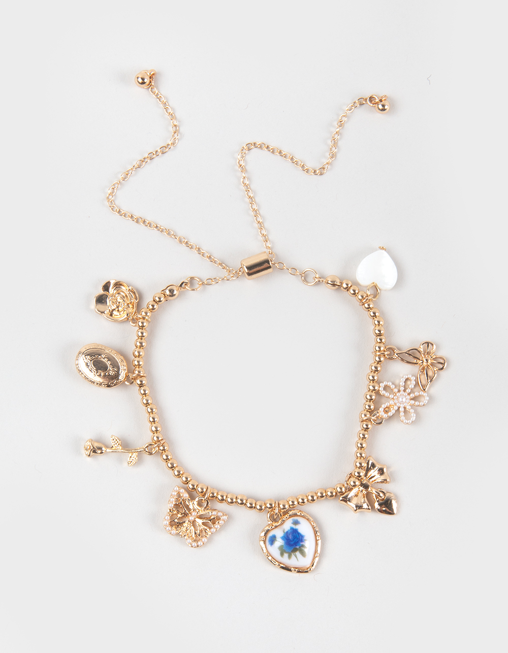 FULL TILT Heart/Butterfly Charm Bracelet - GOLD