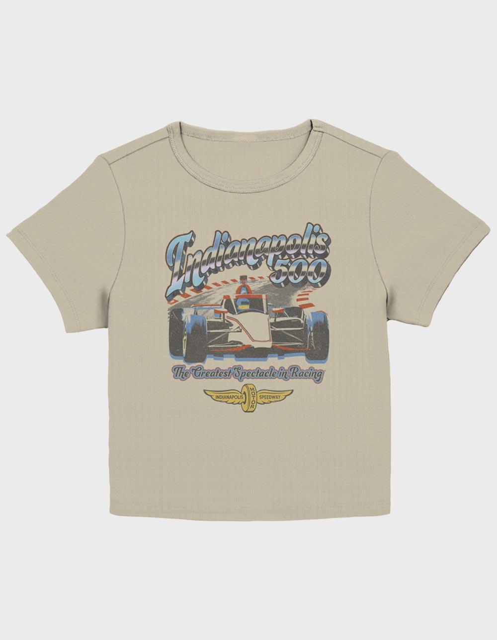 INDY 500 Chrome Logo Womens Baby Tee - TAUPE