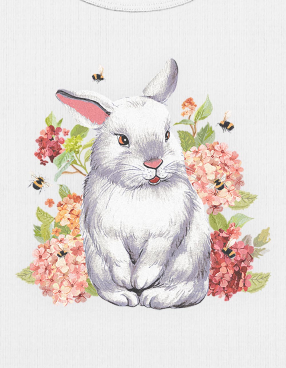 BUNNY Bee Flowers Womens Baby Tee - CREAM