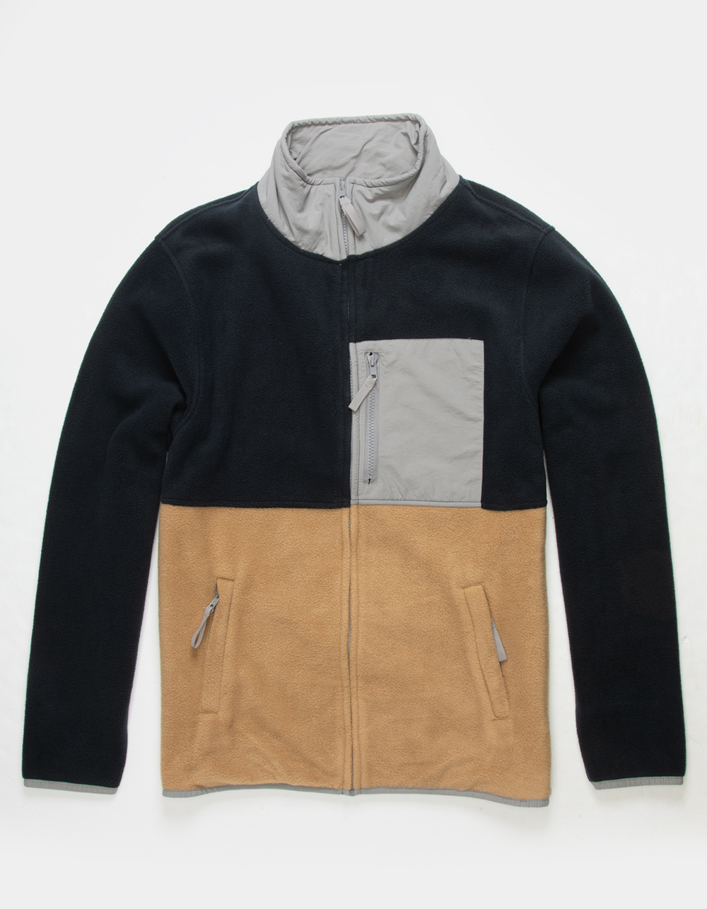 RSQ Mens Colorblock Polar Fleece Zip-Up Jacket - NAVY | Tillys