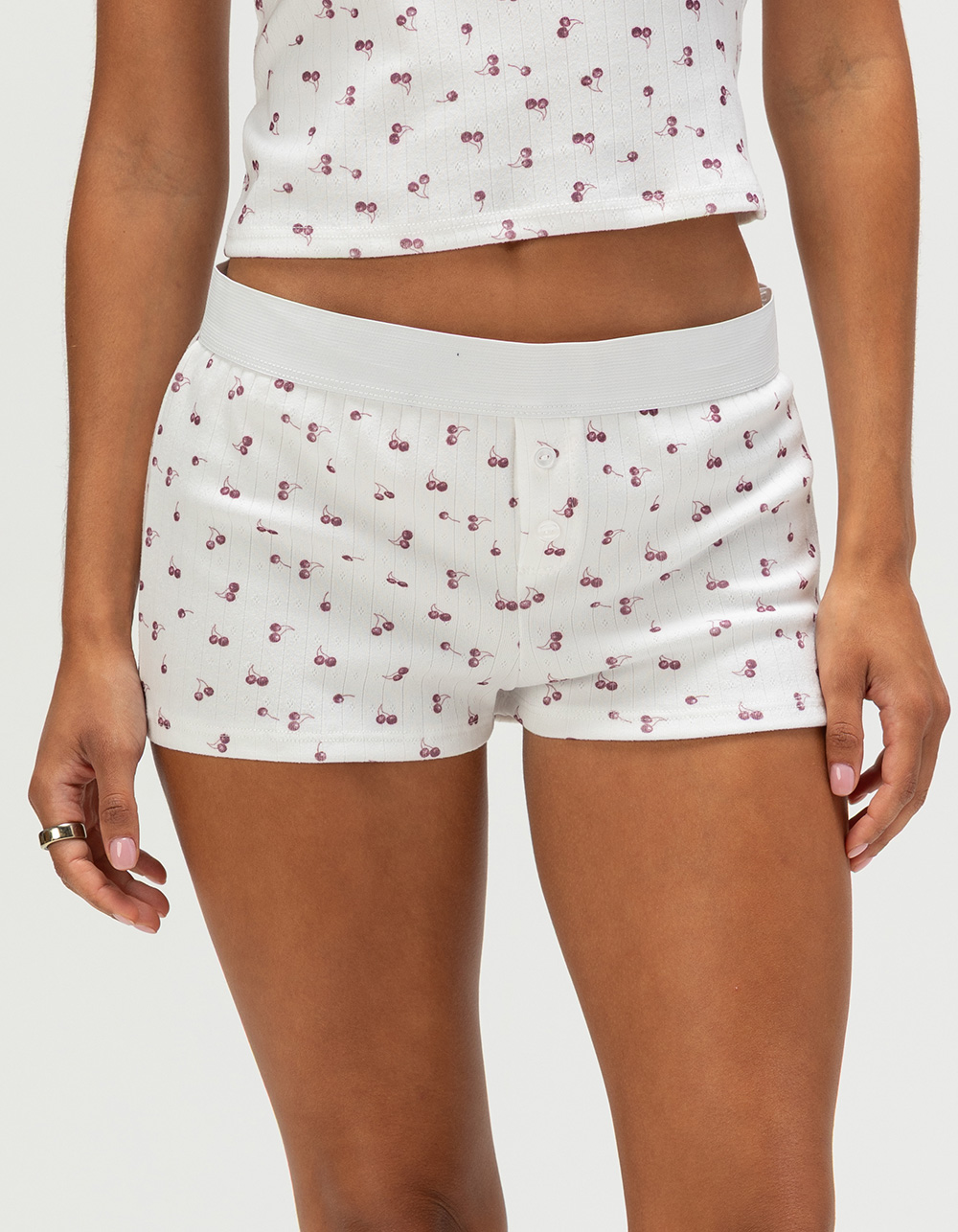FULL TILT Print Button Womens Shorts - WHITE COMBO