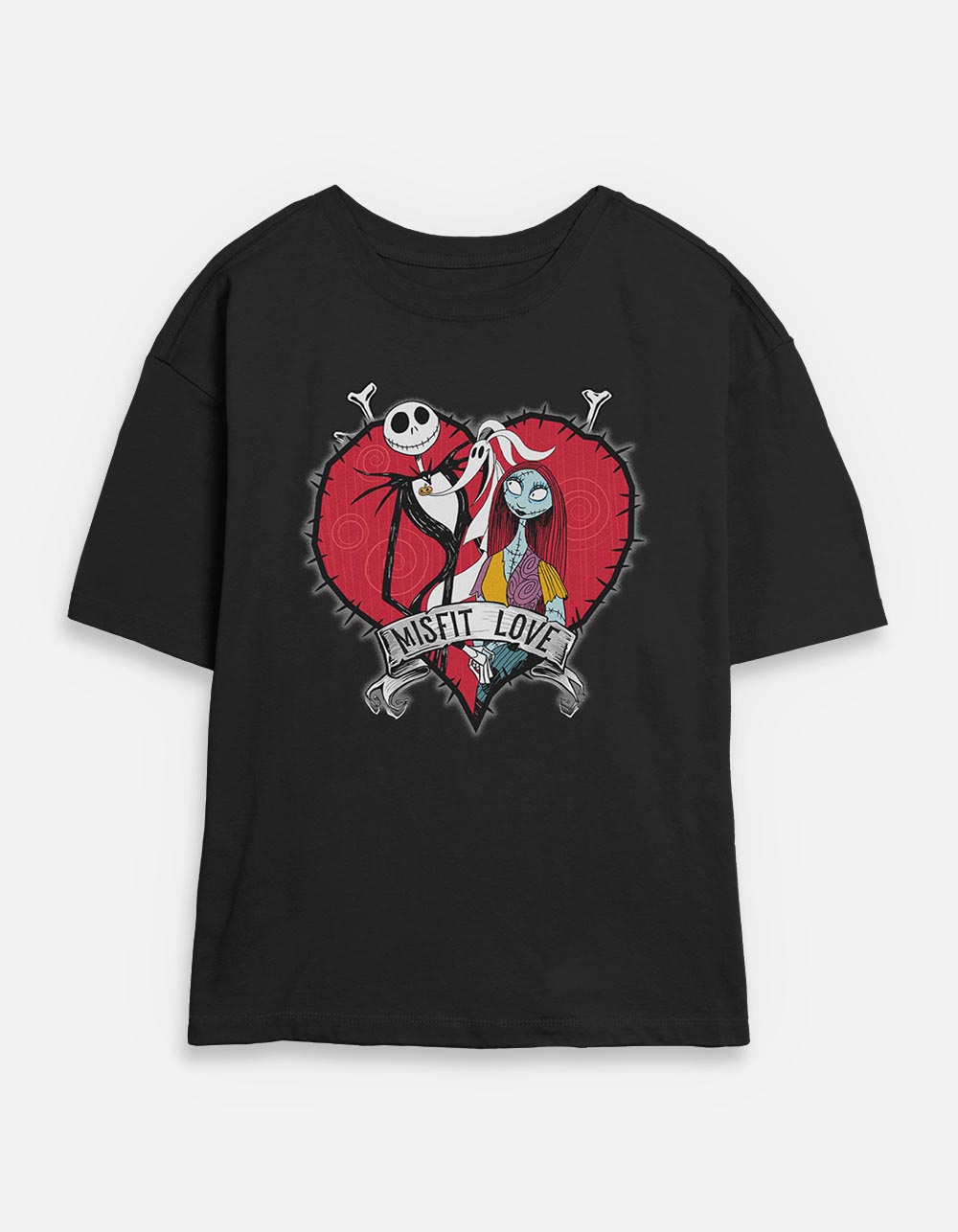 THE NIGHTMARE BEFORE CHRISTMAS Misfit Love Unisex Tee - BLACK