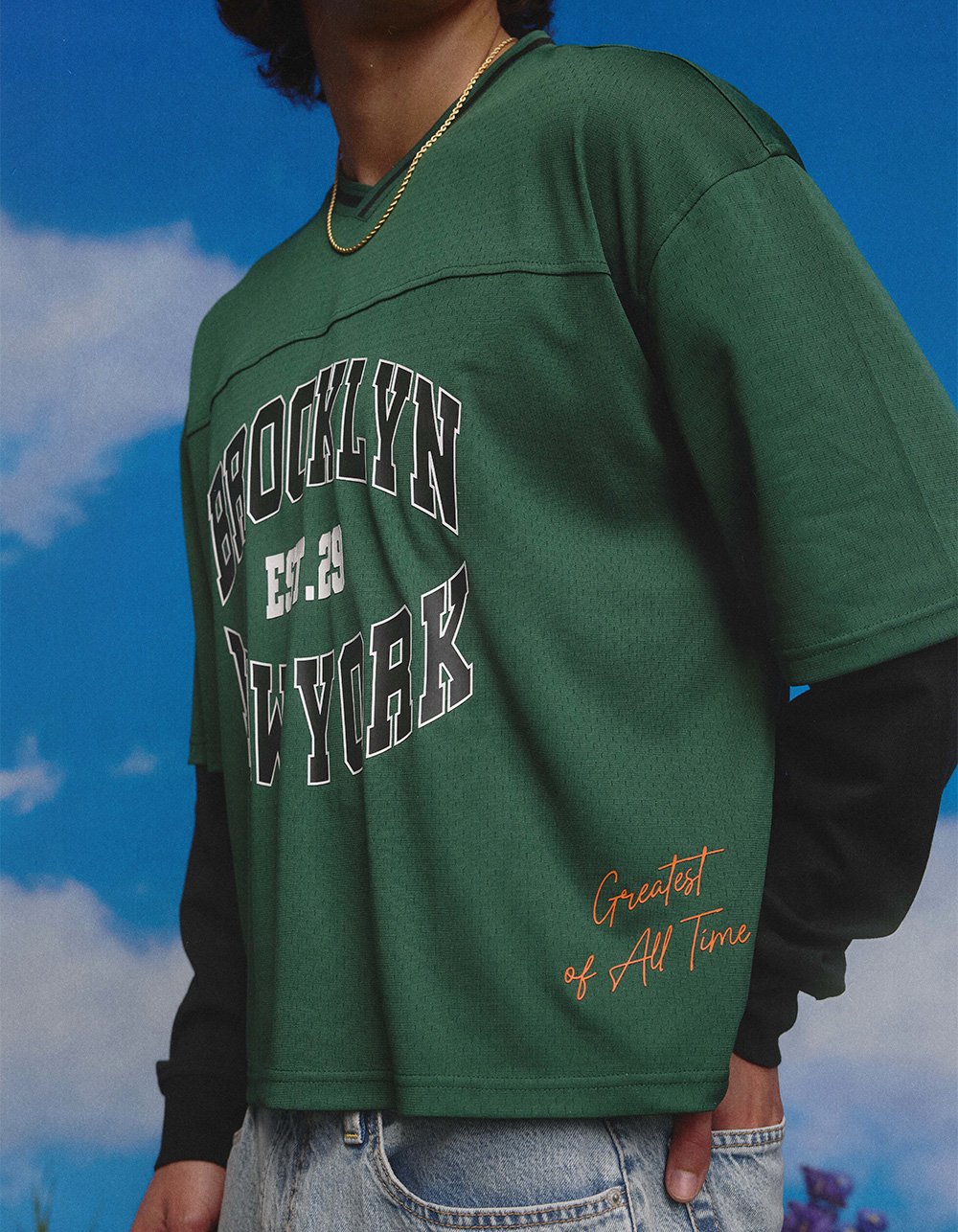 RSQ Mens Mesh Long Sleeve 2fer Jersey - GREEN