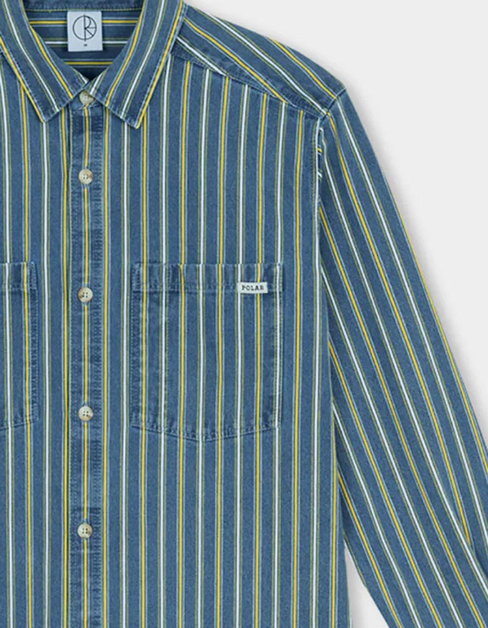 POLAR SKATE CO. Mike Mens Long Sleeve Denim Shirt - BLUE COMBO