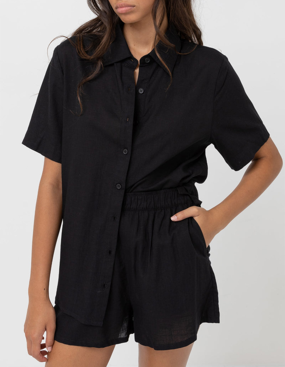 RHYTHM Classic Lounge Womens Shirt - BLACK