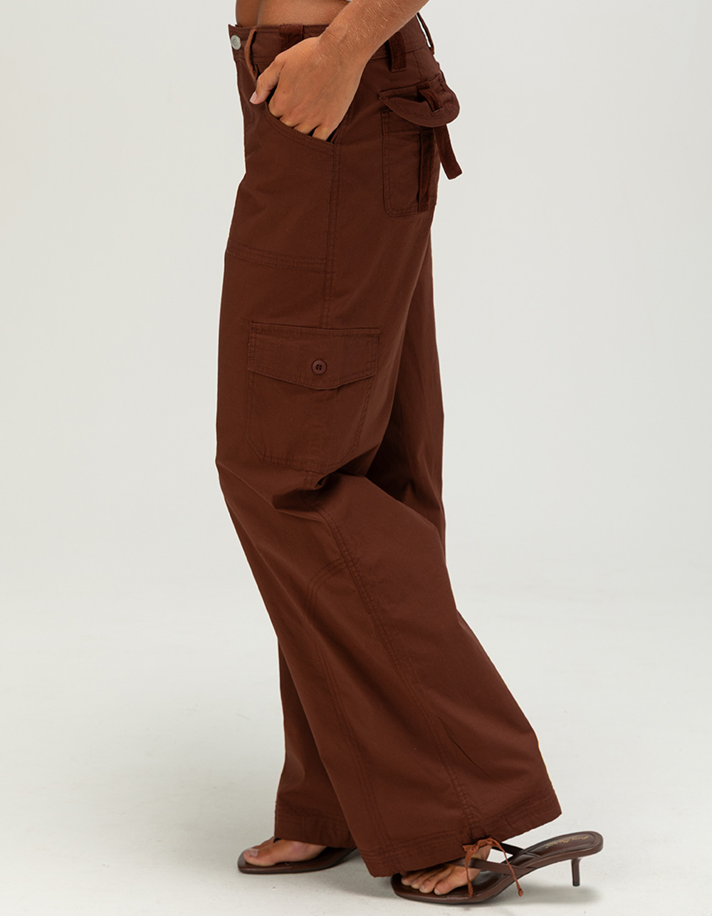 RSQ Womens Low Rise Poplin Utility Pants - BROWN