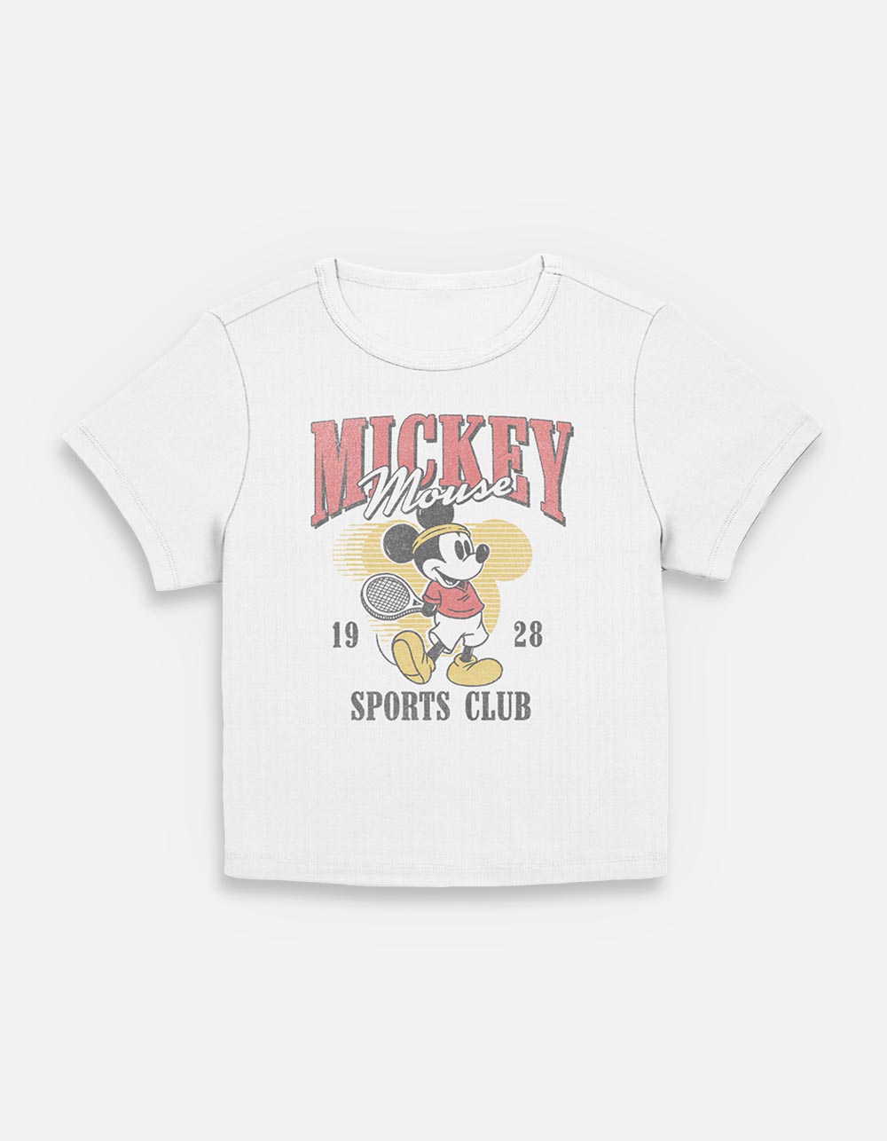 DISNEY Mickey Mouse Sports Club Womens Baby Tee - CREAM