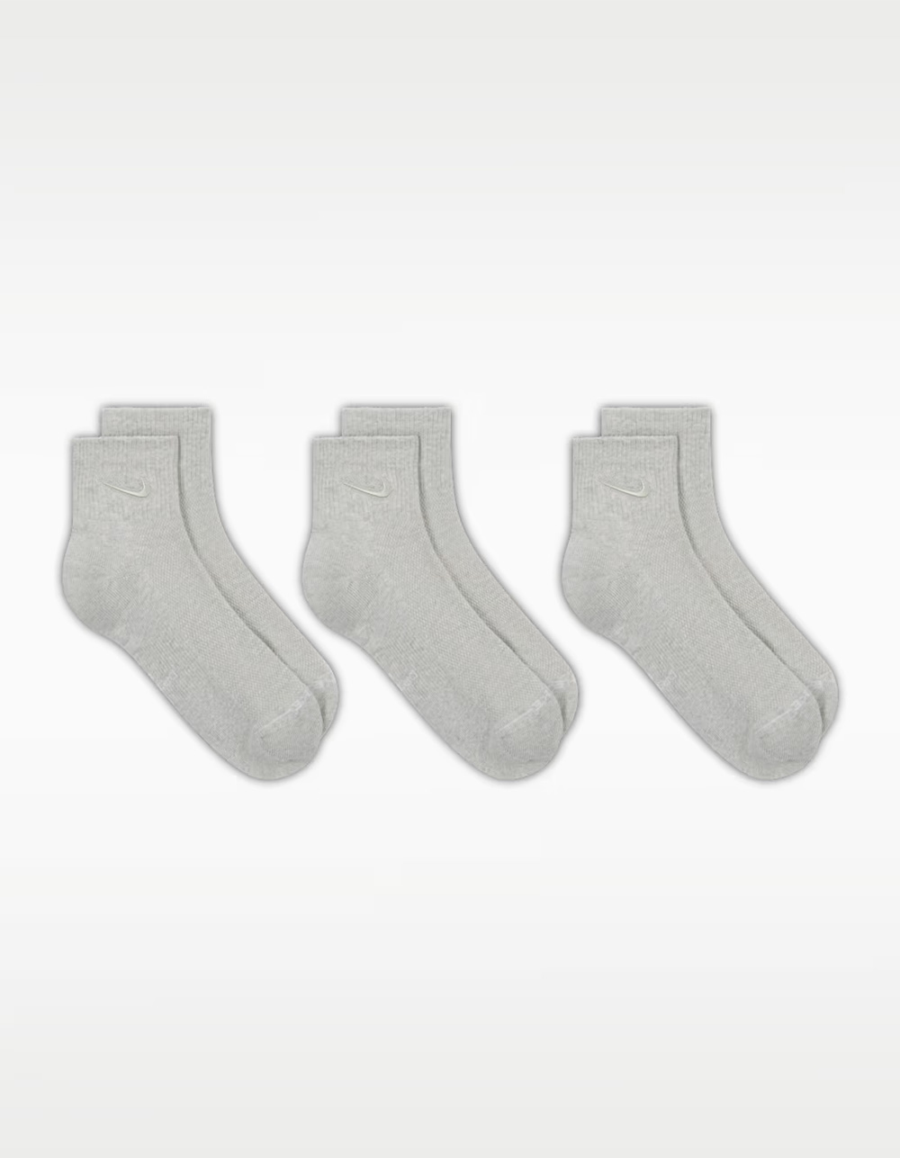 NIKE Everyday Elevated Embroidered Swoosh 3 Pack Womens Ankle Socks - GRAY