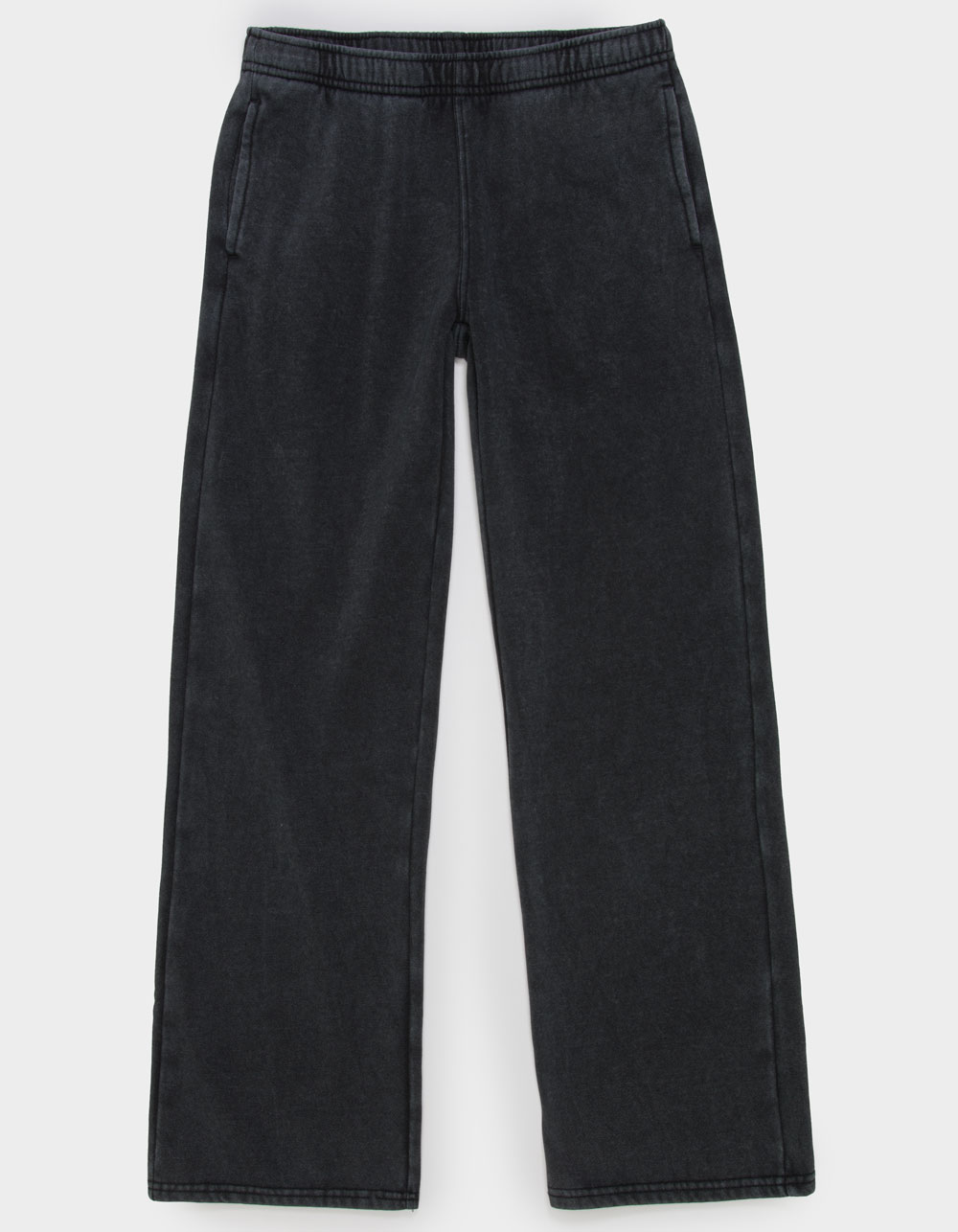 FULL TILT Girls Wide Leg WASHED Sweatpants - BLACK