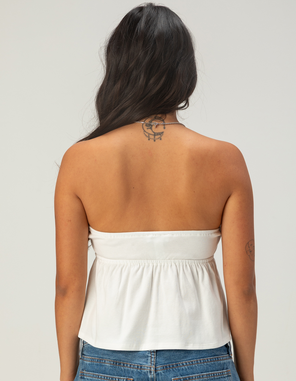 RSQ Womens Henley Doll Tube Top - WHITE