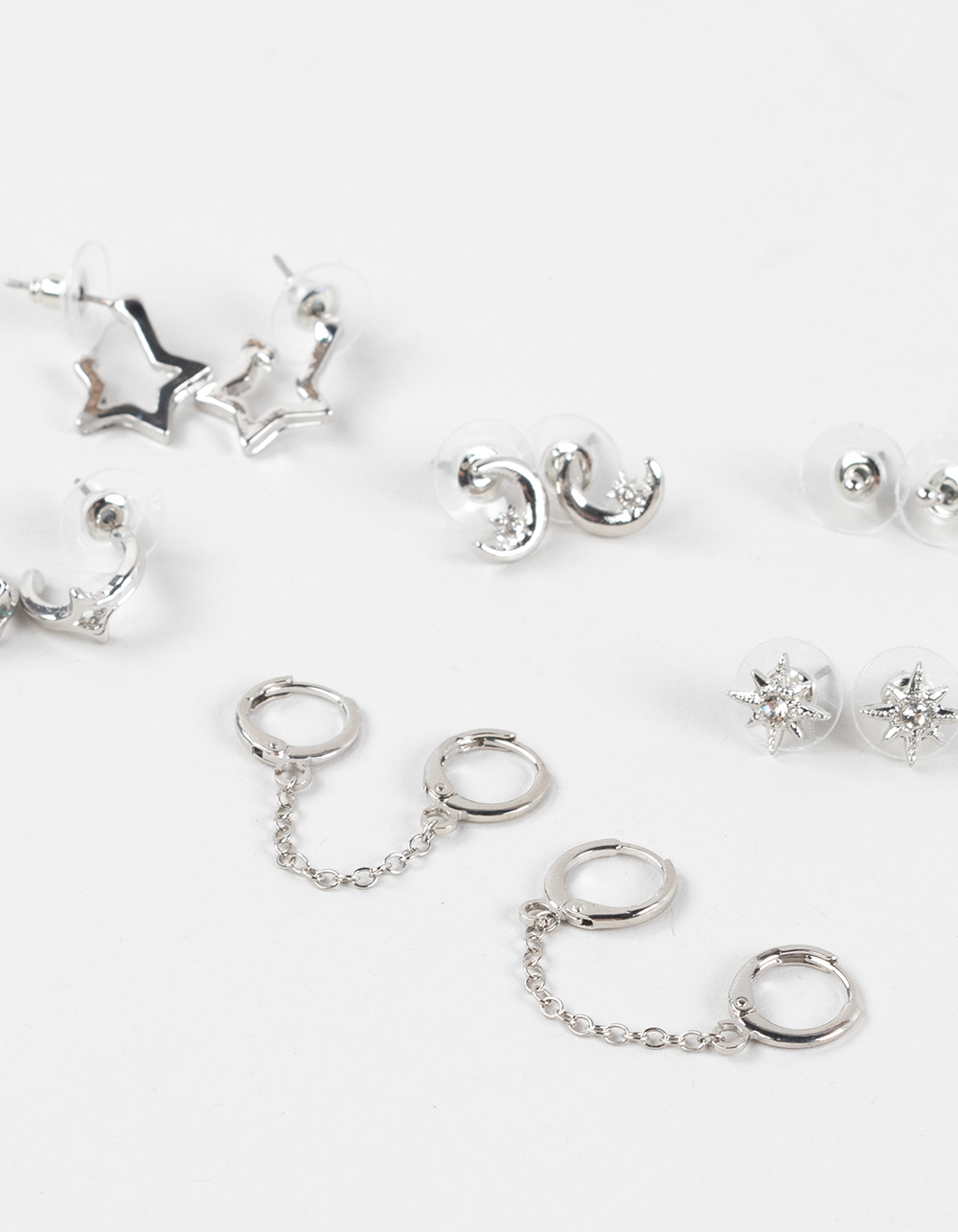 FULL TILT 6 Pack Dainty Ear Cuff Earrings - SILVER