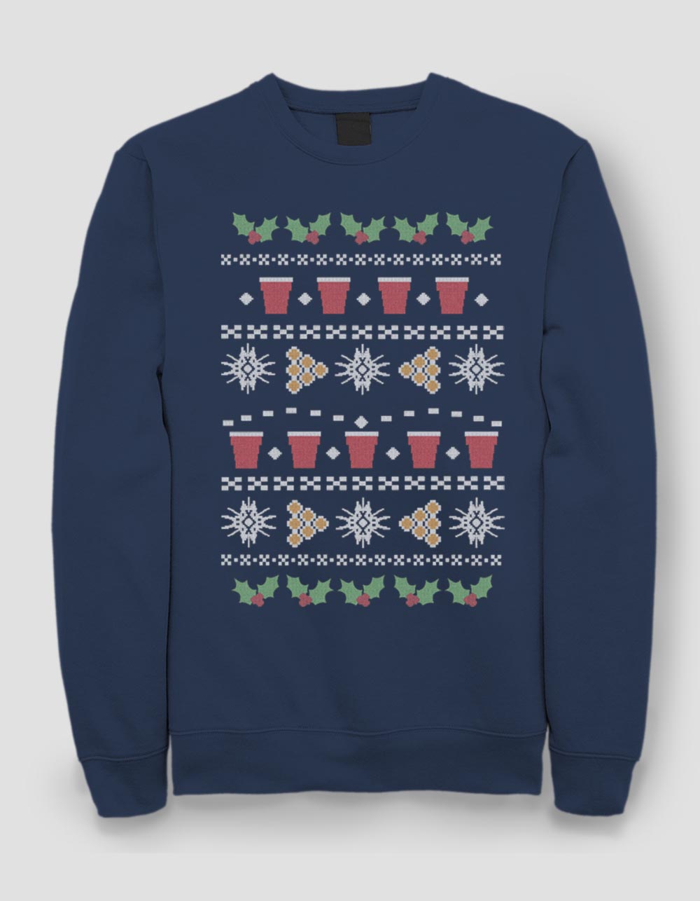 Holiday Beer Pong Unisex Ugly Sweatshirt - NAVY