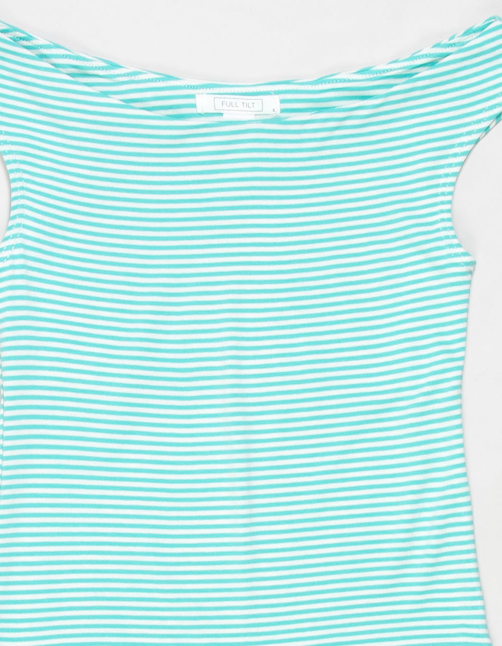 FULL TILT Girls Stripe Off The Shoulder Top - TURQ COMBO