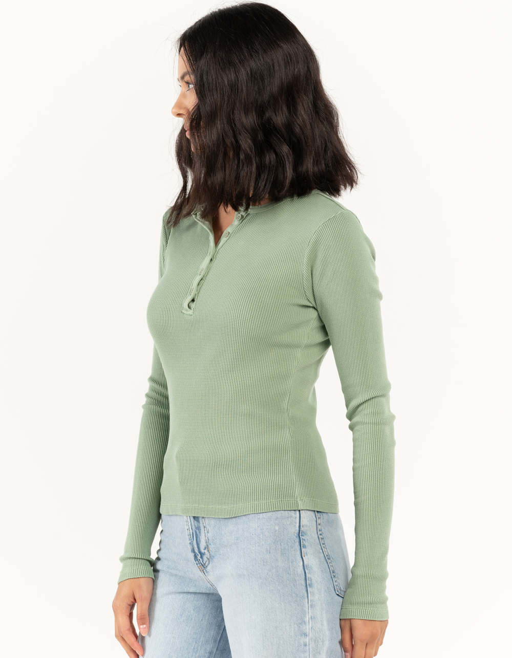 RSQ Womens Thermal Henley - SAGE | Tillys