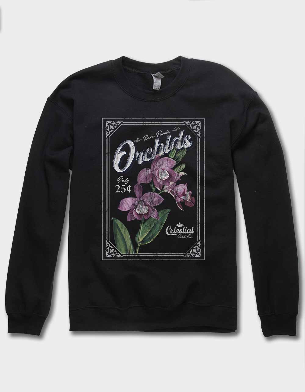 ORCHID Celestial Stamp Unisex Crewneck Sweatshirt - BLACK