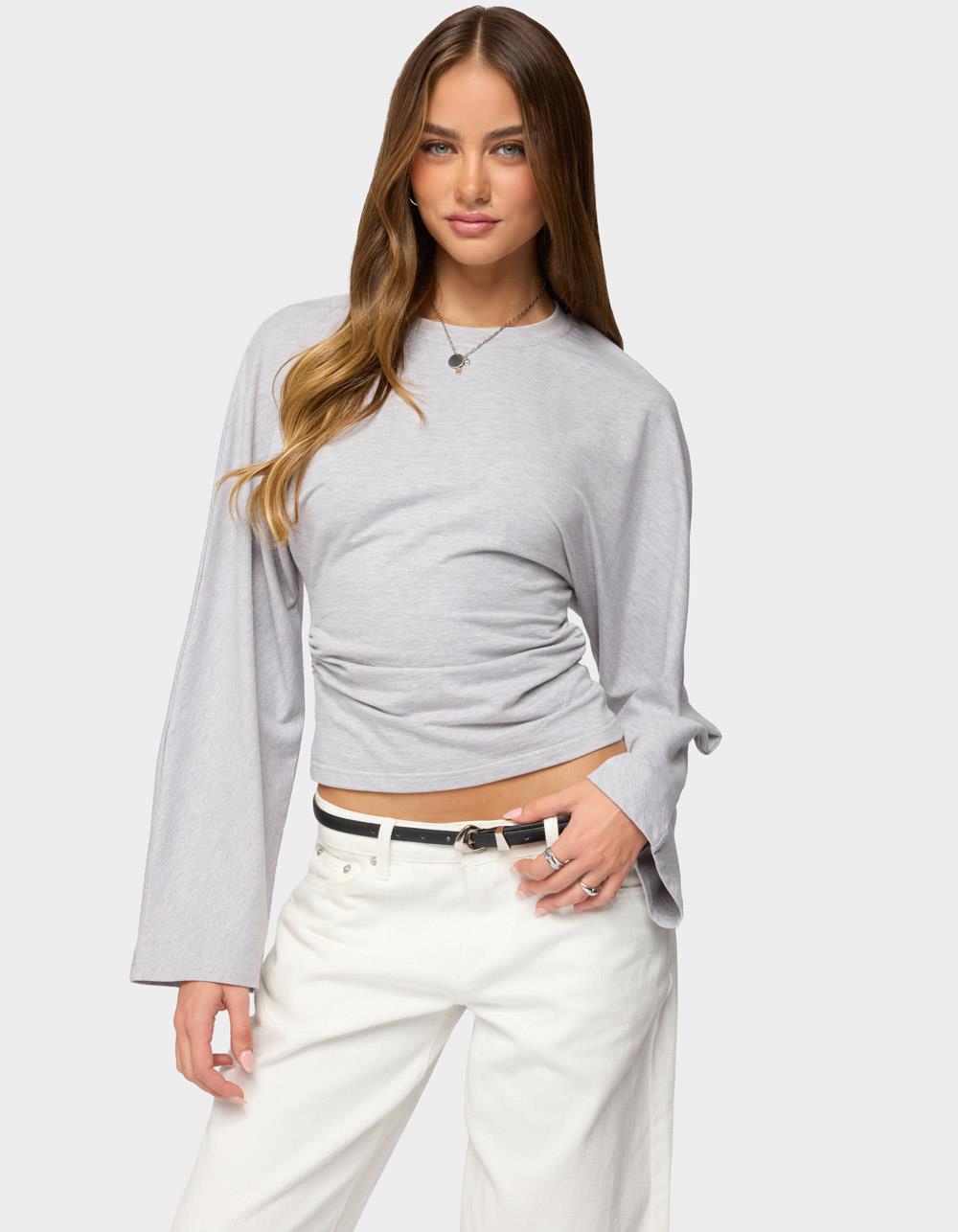 EDIKTED Charlisa Cinched Waist Top - GRAY
