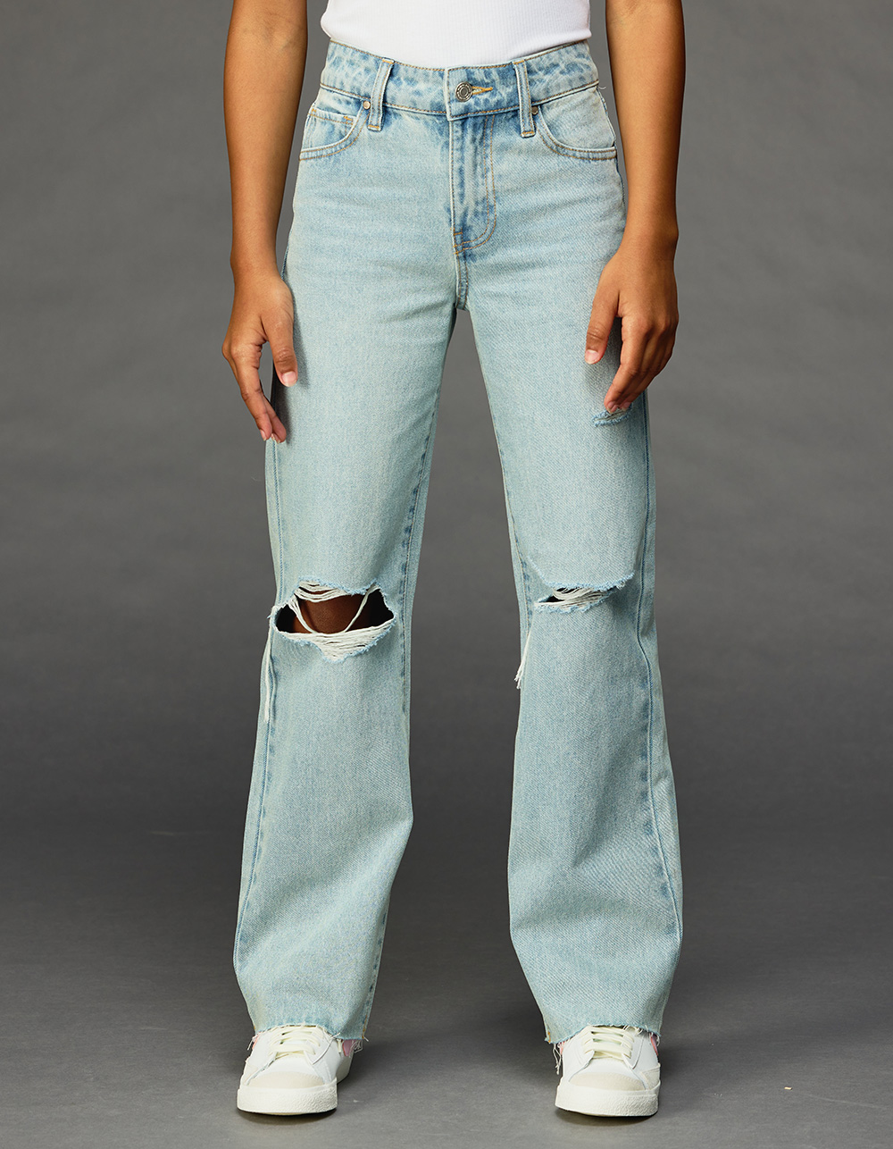 RSQ Girls High Rise Wide Leg Jeans - LIGHT WASH