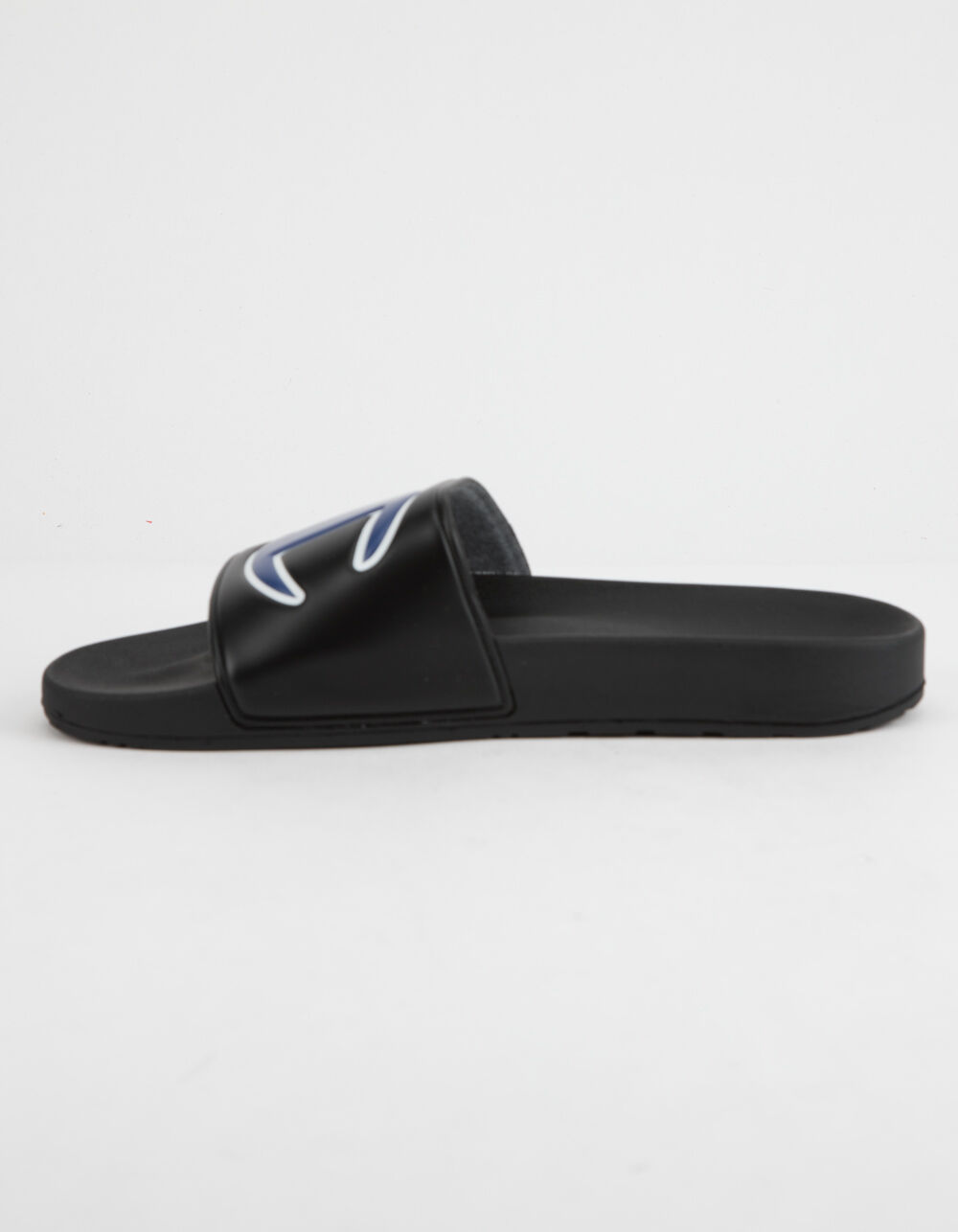 CHAMPION IPO Black Mens Slide Sandals - BLACK/BLUE | Tillys
