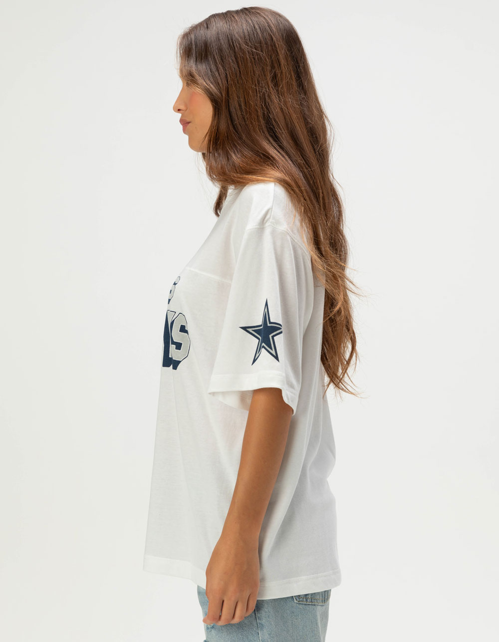 JUNK FOOD Dallas Cowboys Halfback Womens Jersey Tee - WHITE