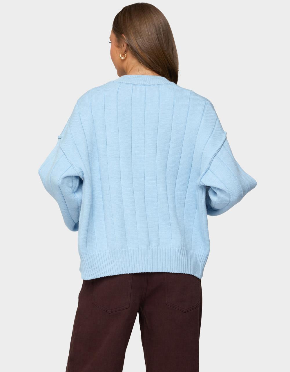 EDIKTED Joanie Wide Ribbed Knit Cardigan - BLUE