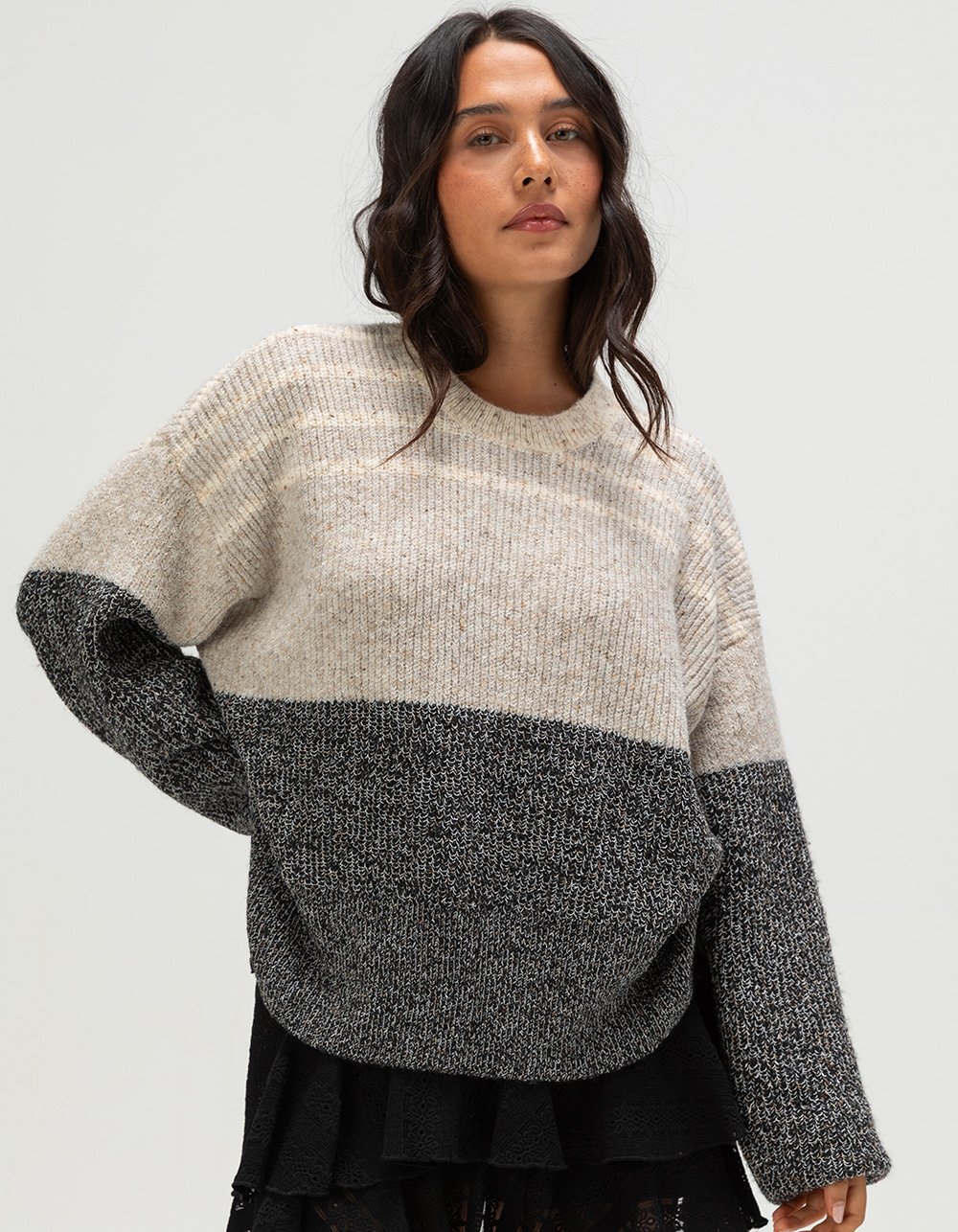 ROXY Prep Womens Sweater - GRAY COMBO