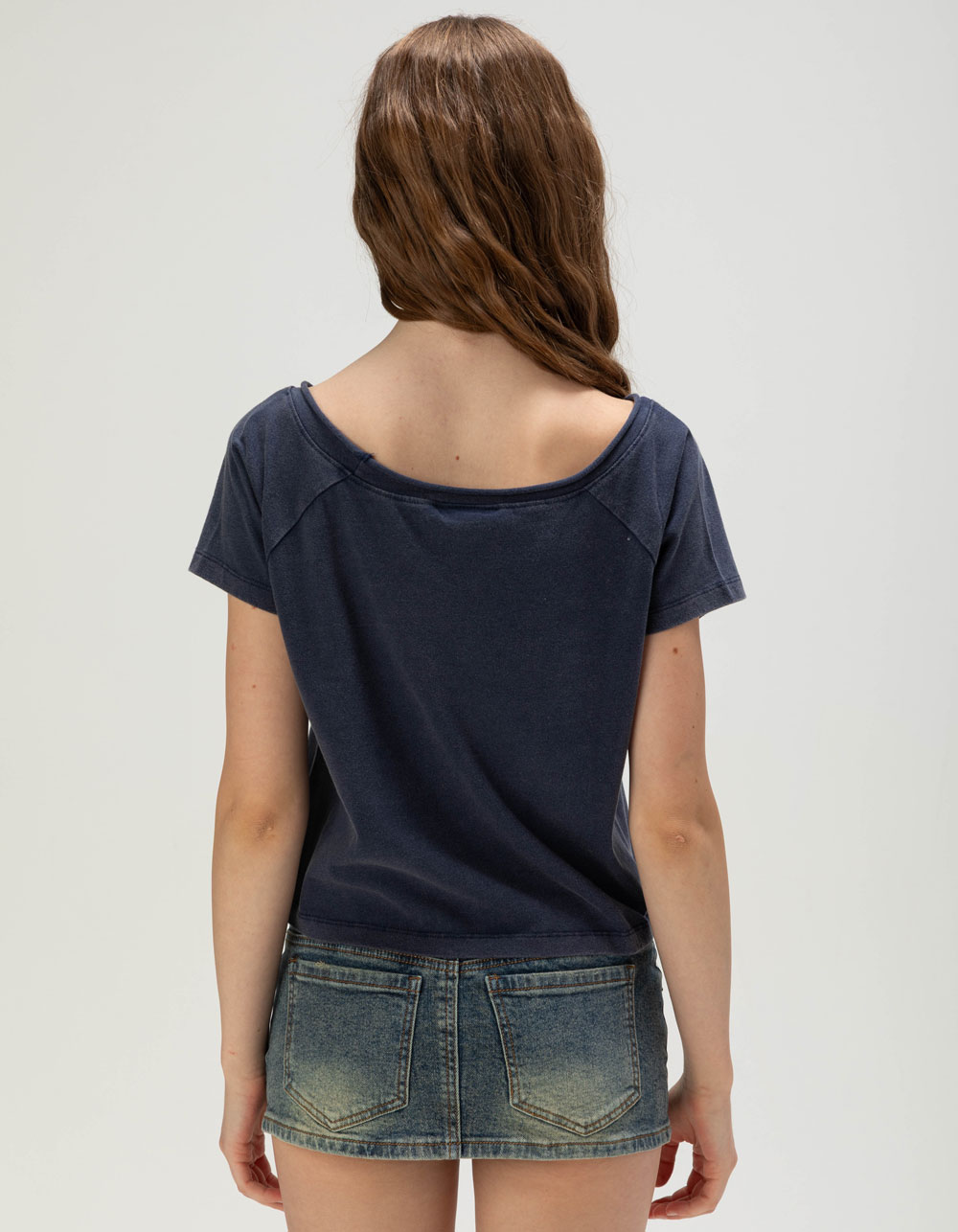 The WILD COLLECTIVE Dallas Cowboys Womens Off Shoulder Tee - NAVY