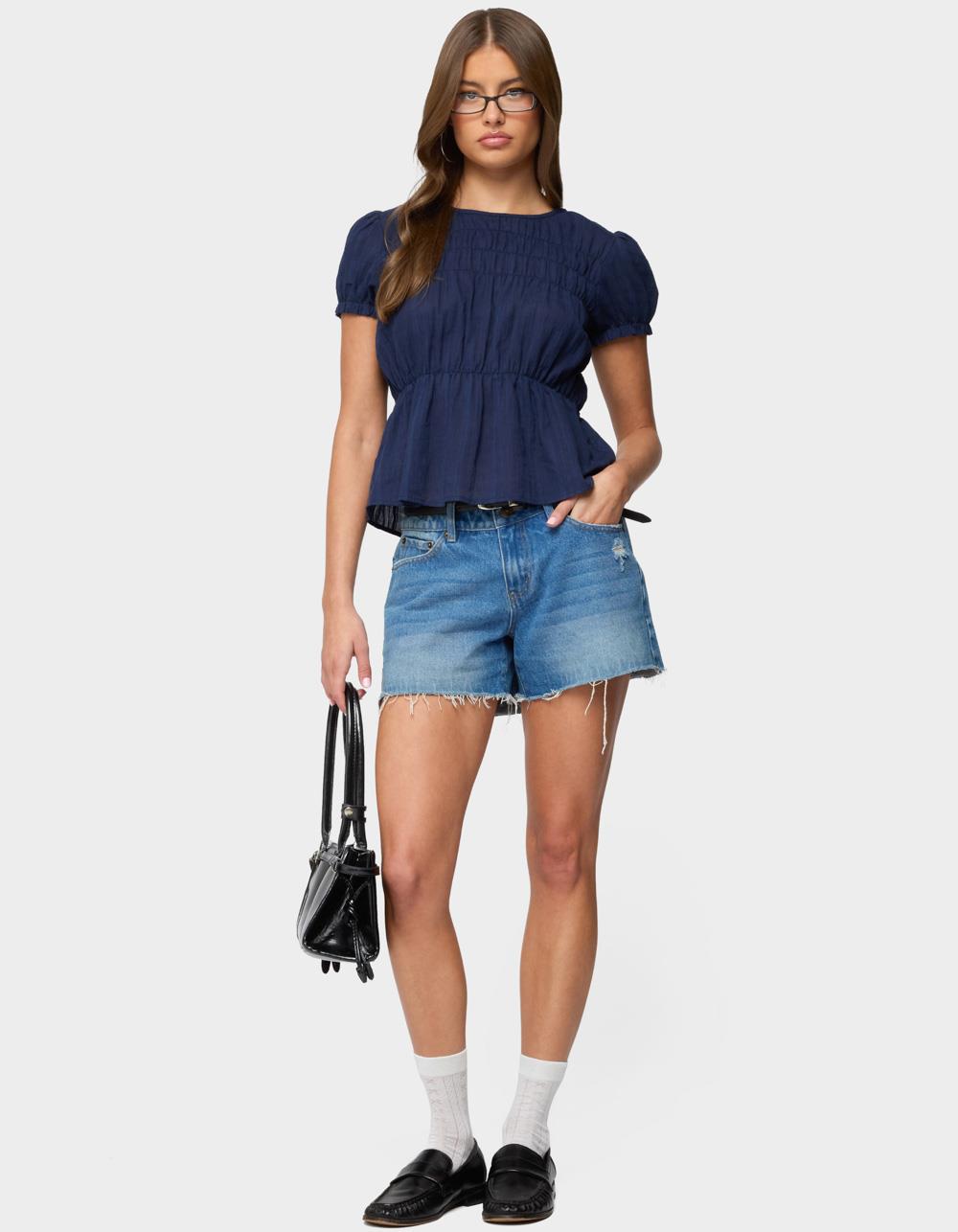 EDIKTED Maricella Gathered Tiered Top - NAVY