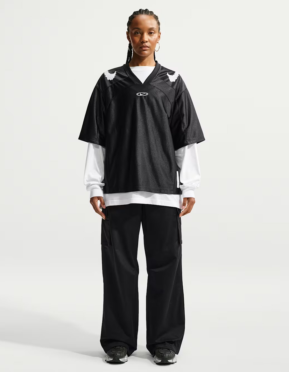 NIKE Sportswear Womens Oversized Jersey - BLACK COMBO