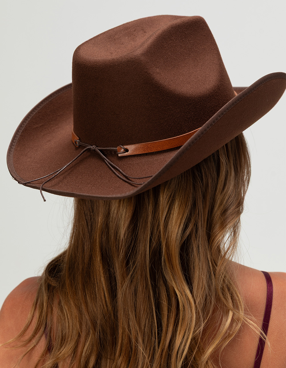 Star Band Felt Cowboy Hat - BROWN