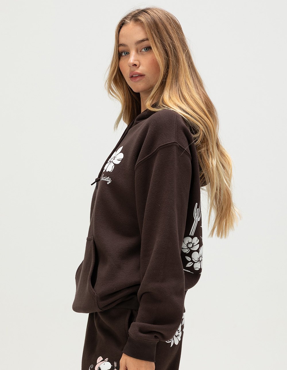 RIOT SOCIETY x Peanuts Hibiscus Womens Hoodie - BROWN