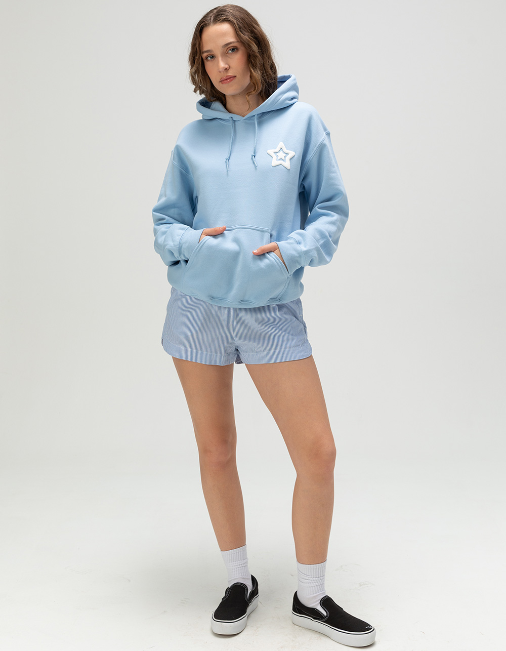 RIOT SOCIETY Star Womens Hoodie - LIGHT BLUE