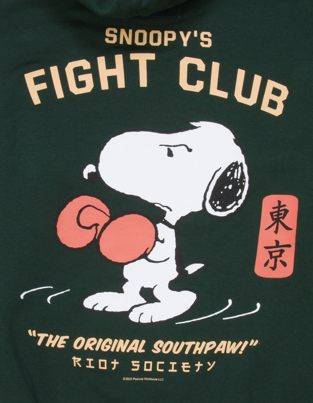 RIOT SOCIETY x Peanuts Snoopy's Fight Club Mens Hoodie - FOREST