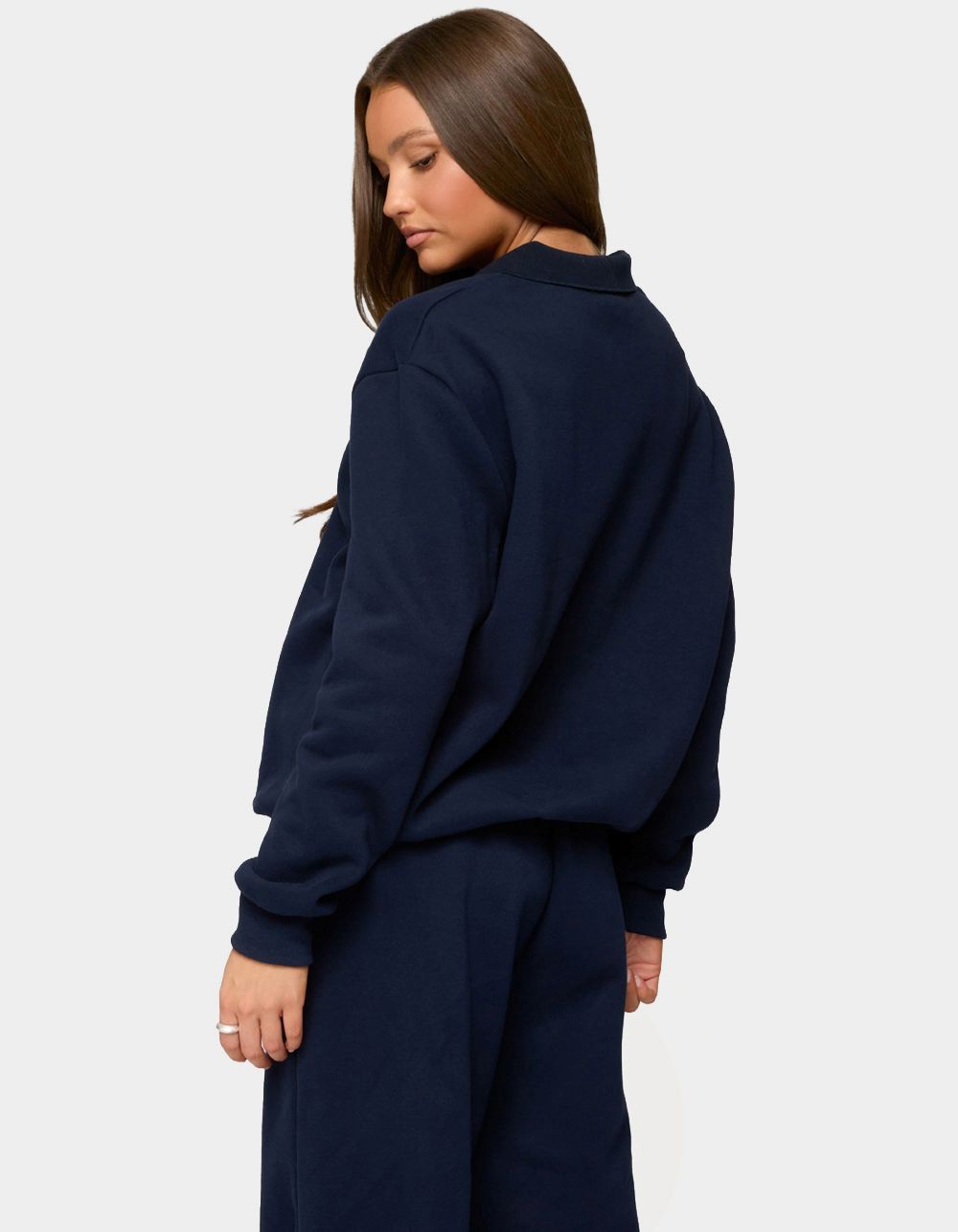 Edikted Jayce Oversized Polo Sweatshirt - NAVY