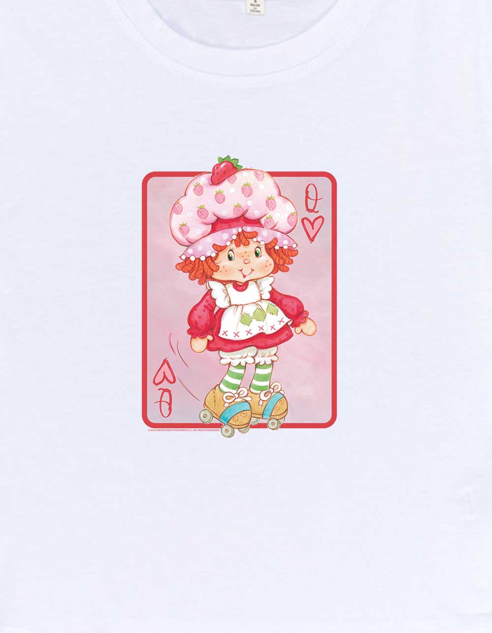 STRAWBERRY SHORTCAKE Queen Of Hearts Womens Baby Tee - WHITE