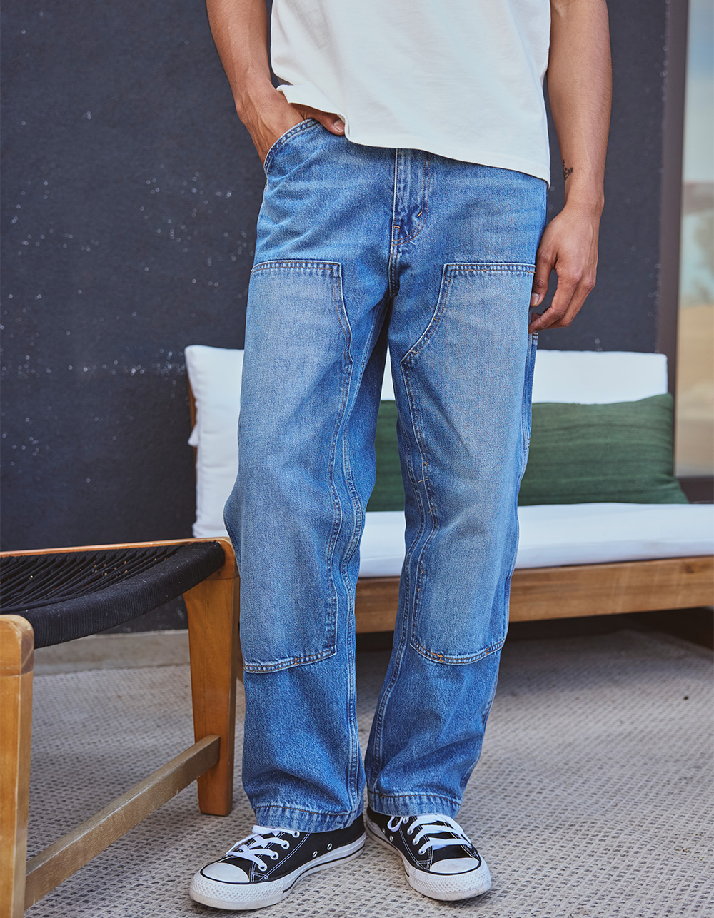 LEVI'S 568 Mens Loose Straight Double-Knee Carpenter Jeans - Detroit WASH LIGHT