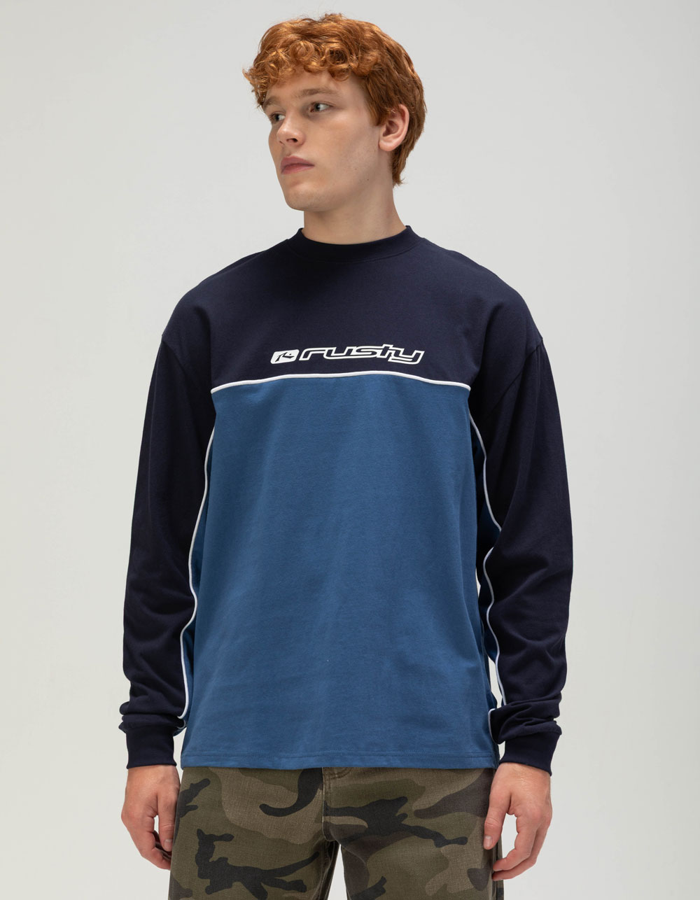 RUSTY Infinity Mens Long Sleeve Tee - BLUE COMBO