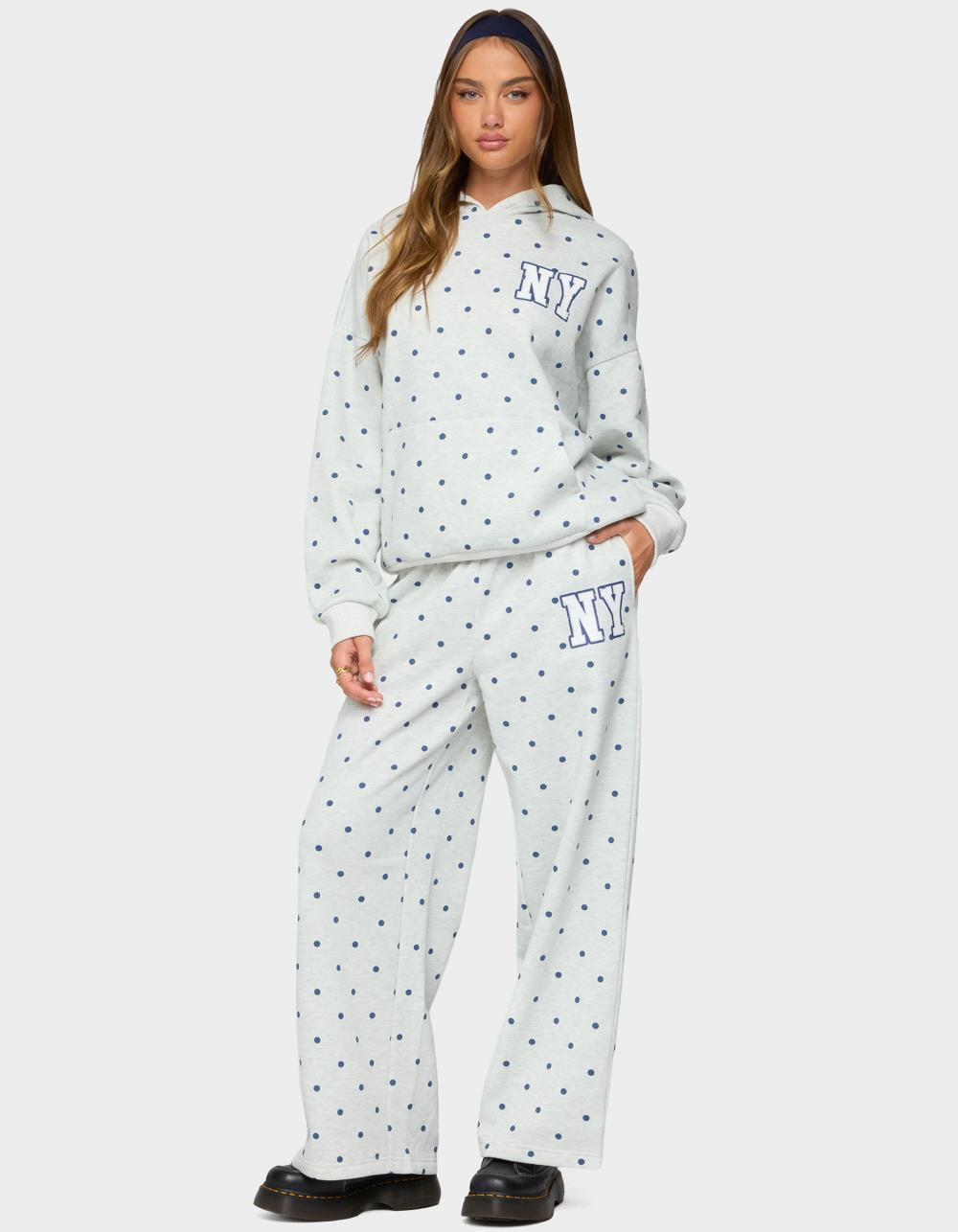 EDIKTED Ny Babe Polka Dot Sweatpants - GRAY