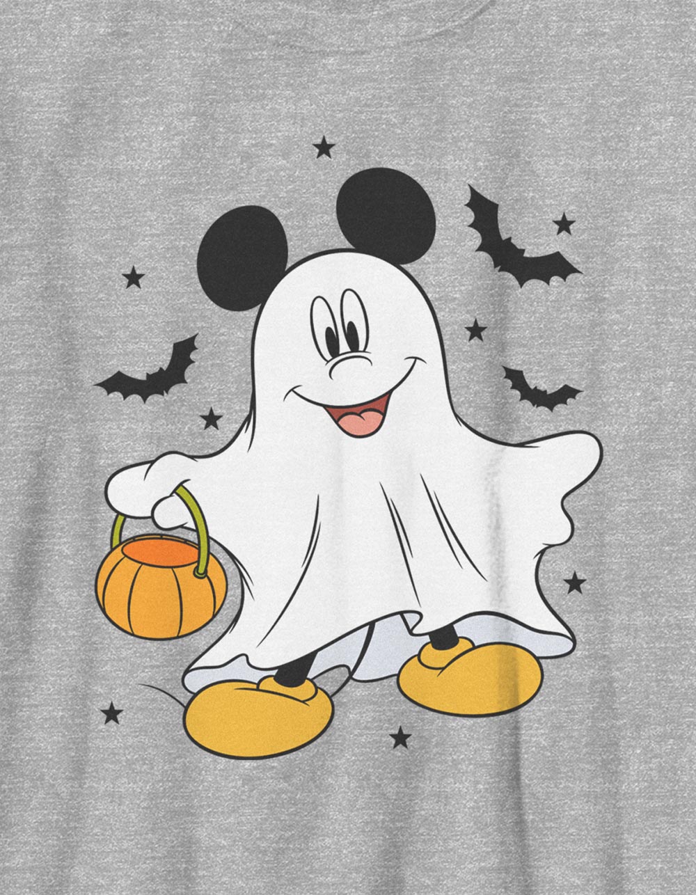 DISNEY Ghost Mickey Unisex Kids Tee - HEATHER GRAY