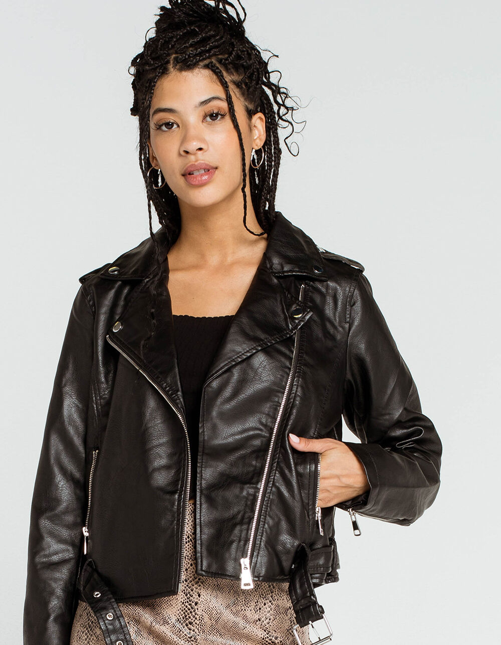 WEST OF MELROSE Tell Me About It Stud Womens Moto Jacket - BLACK | Tillys