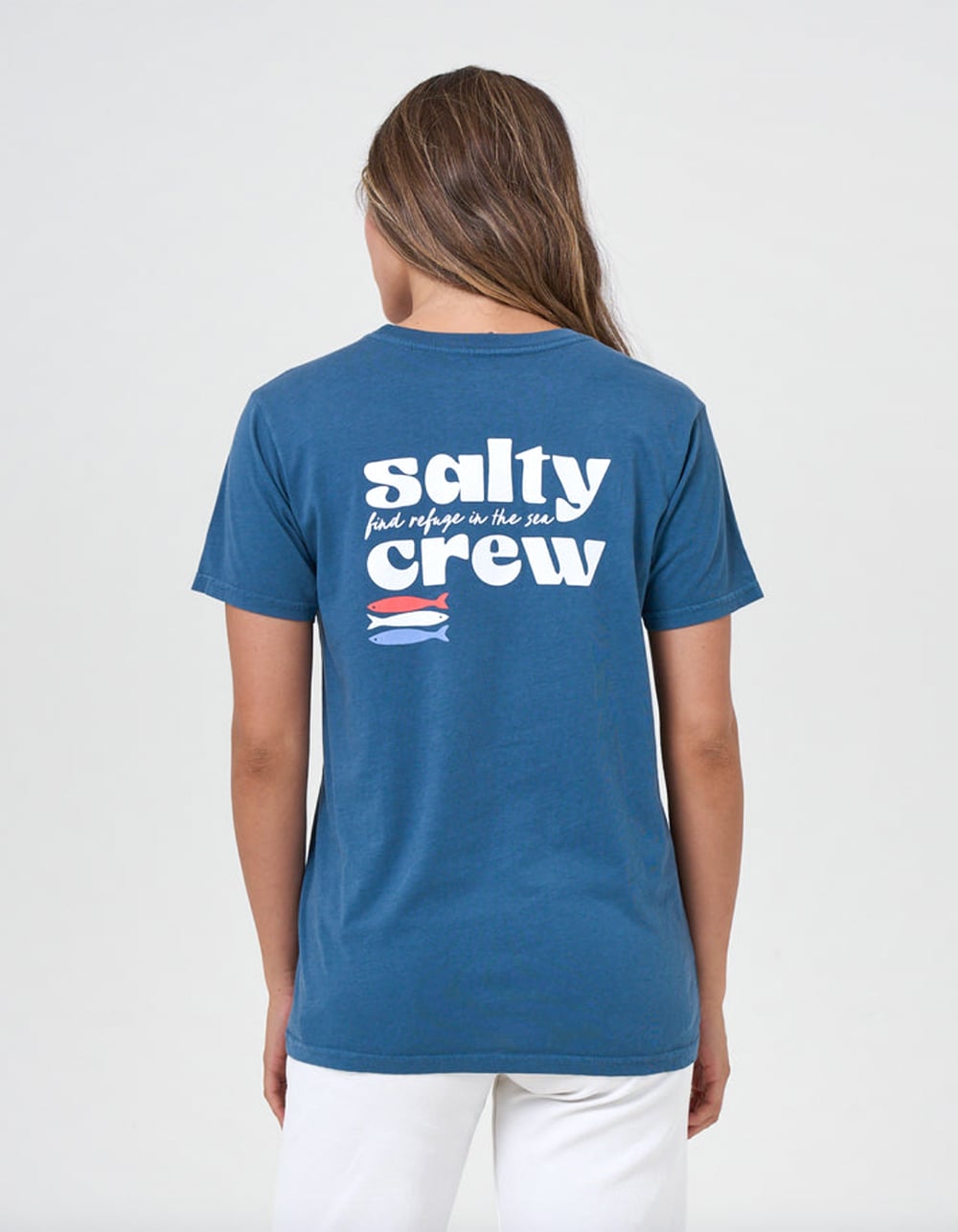 SALTY CREW American Catch Womens Boyfriend Tee - NAVY