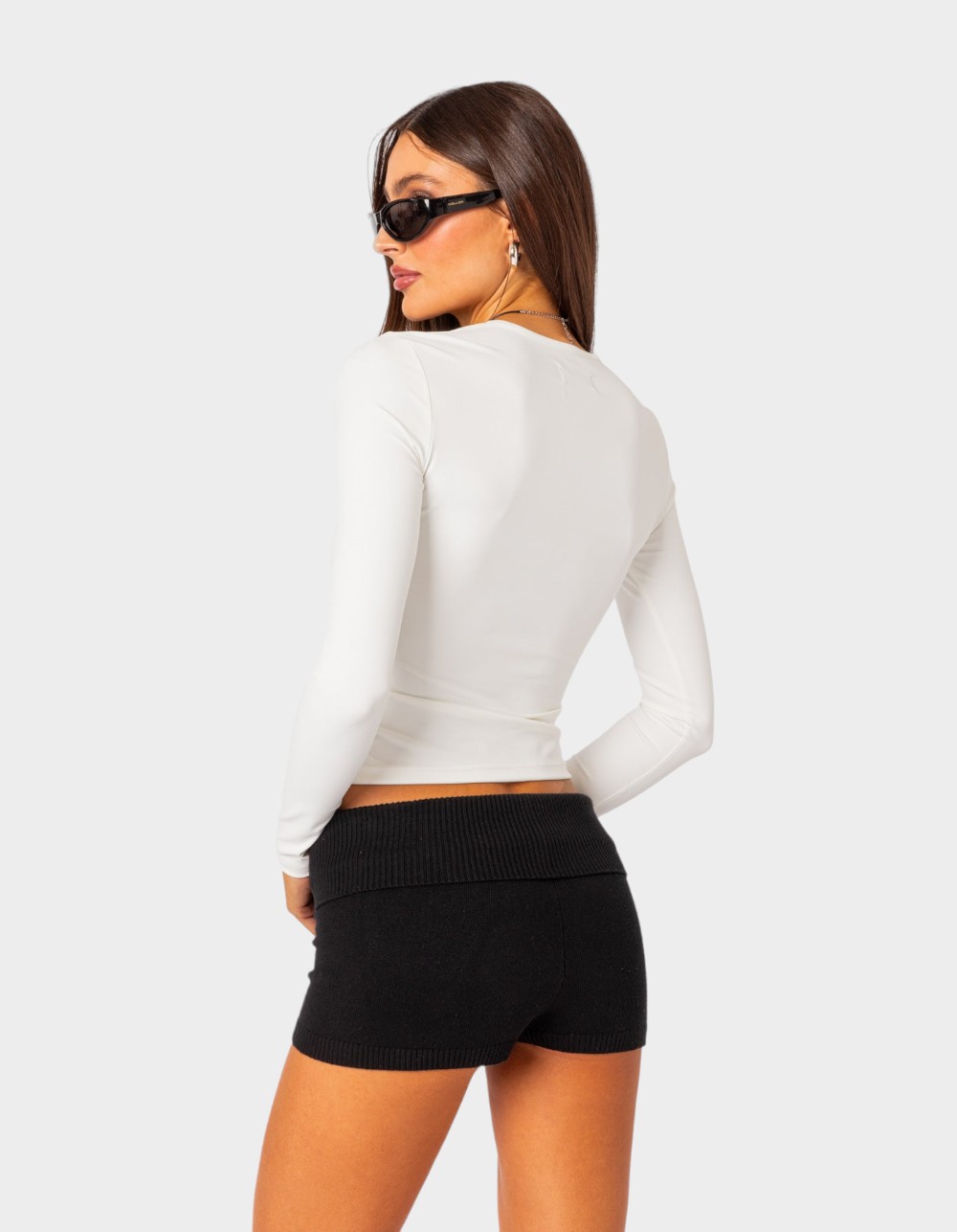 EDIKTED Tay Long Sleeve Top - WHITE