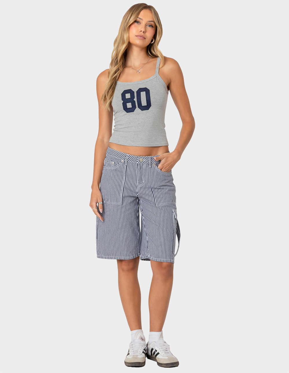 EDIKTED 80's Babe Tank Top - GRAY