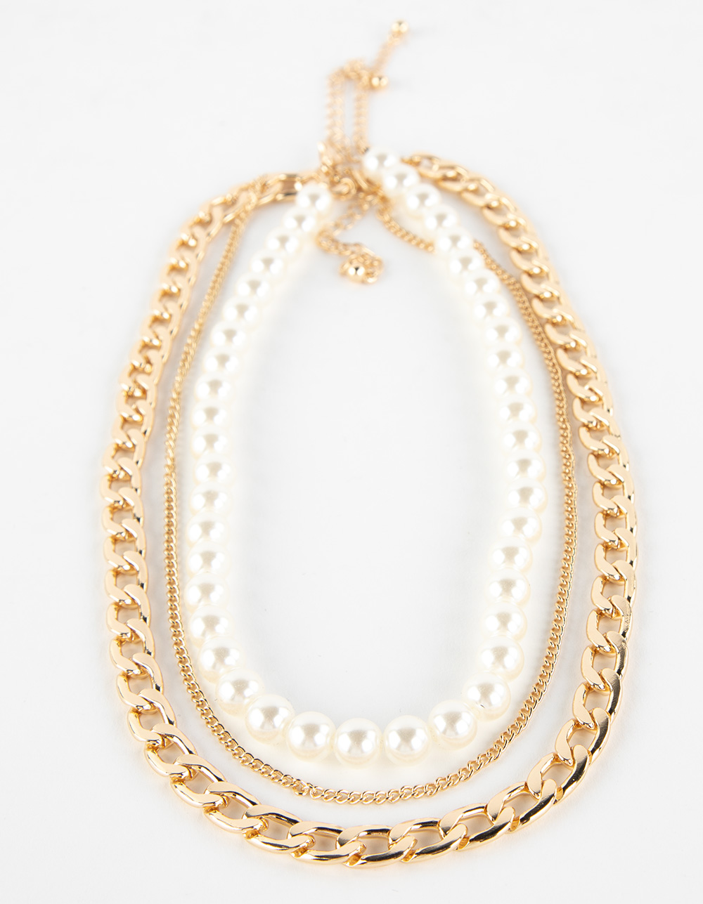 RSQ Pearl Chain Layered Necklace - GOLD