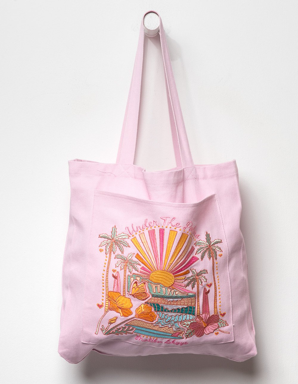 MALIBU SKYYE Under The Palms Embroidered Tote Bag - PINK