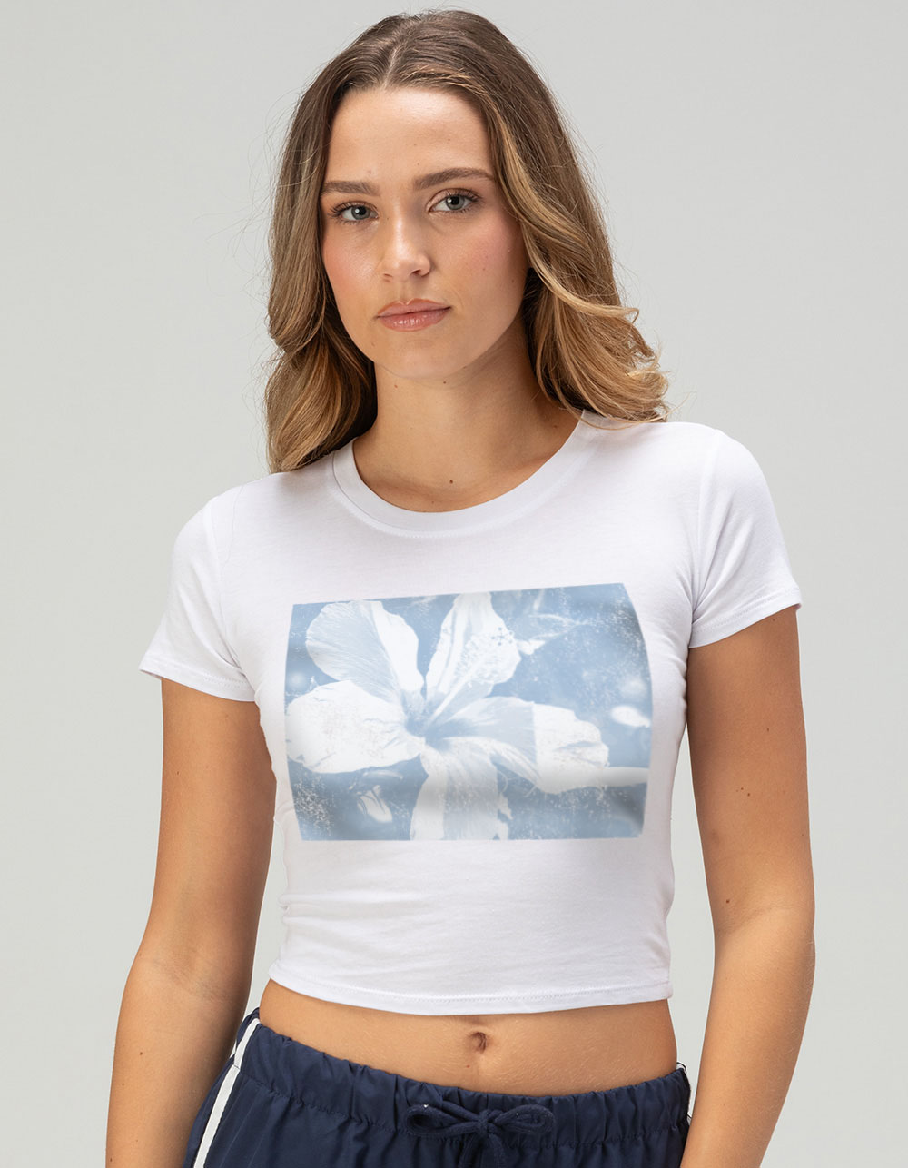 HIBISCUS Photo Womens Baby Tee - WHITE