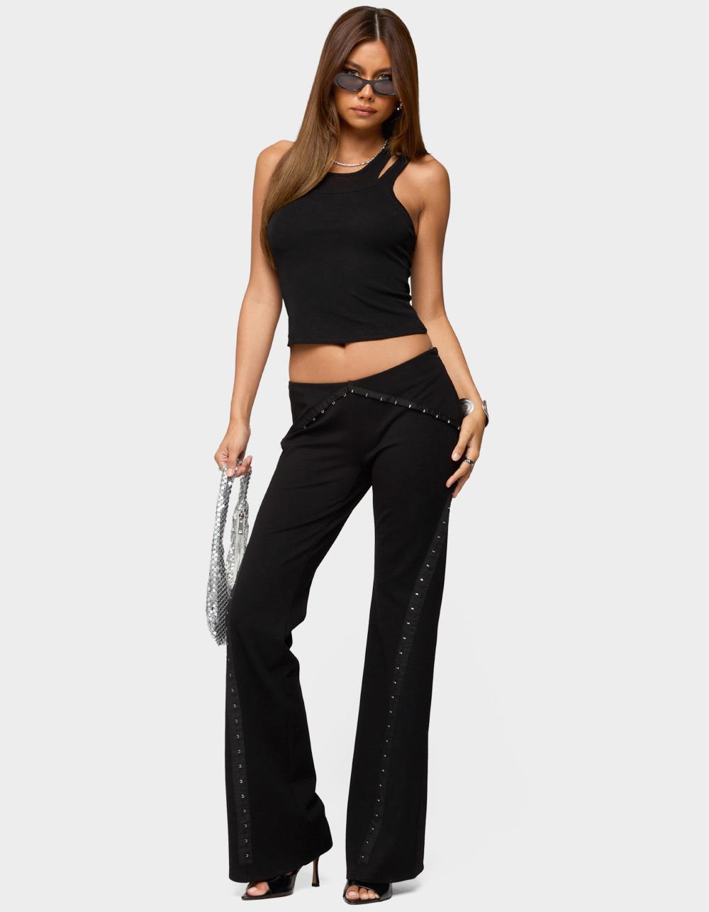 EDIKTED Hook & Eye Bootcut Pants - BLACK